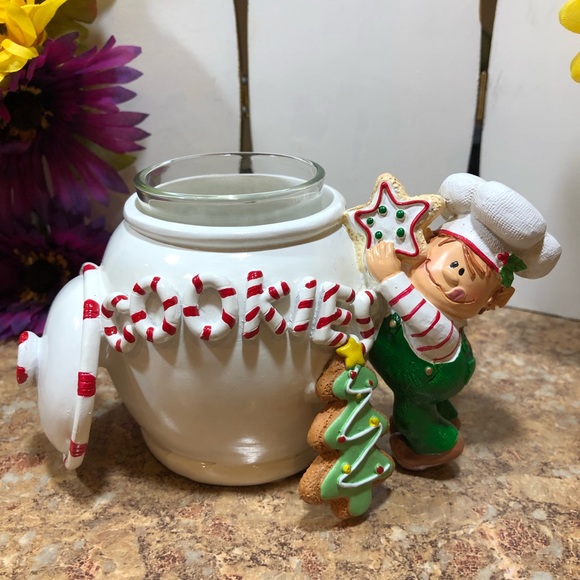 2 Retired Yankee Candle Festive Elf Jar Holder & Elf Cookie Jar Votive Holder - Picture 9 of 13